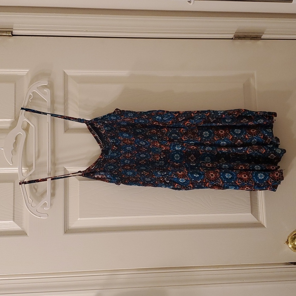 Mini Jumpsuit, Floral, Strapy, Pockets, Multicolor Blue, Medium, Xhilaration - Picture 3 of 8